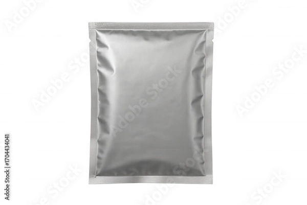 Fototapeta Silver sealed doypack pouch bag mockup isolated on transparent background, perfect for showcasing your design