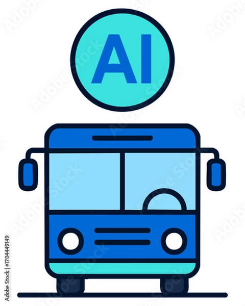 Fototapeta AI Public Transport Bus with Smart Mobility Icon – Vector Illustration