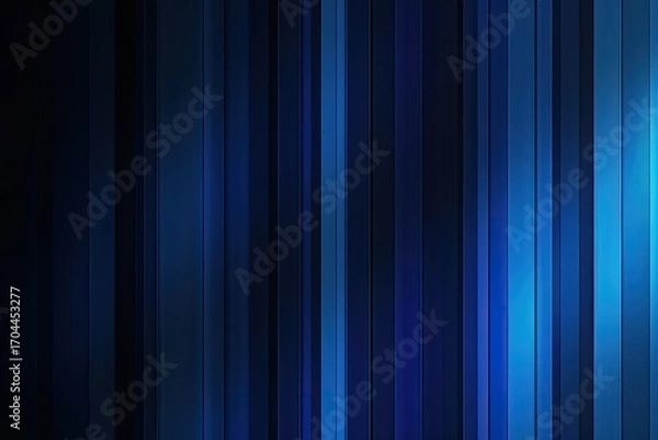 Fototapeta Abstract image featuring numerous vertical, parallel lines in varying shades of blue, ranging from dark navy to bright cyan, creating a sleek, modern design