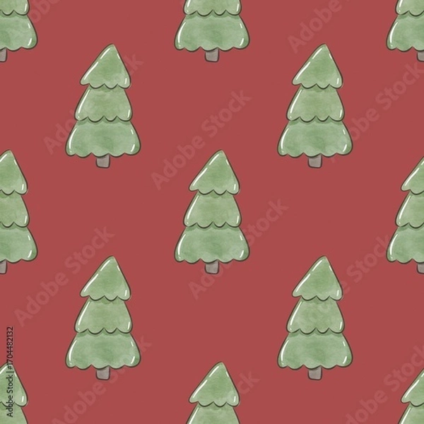 Fototapeta seamless pattern with cartoon trees. flat style. hand drawing. design for fabric, print, wrapper	
