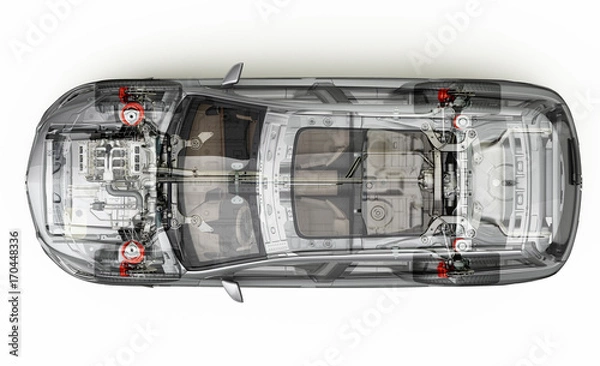 Fototapeta Suv szczegółowe przekrój renderowania 3D. Widok z góry.