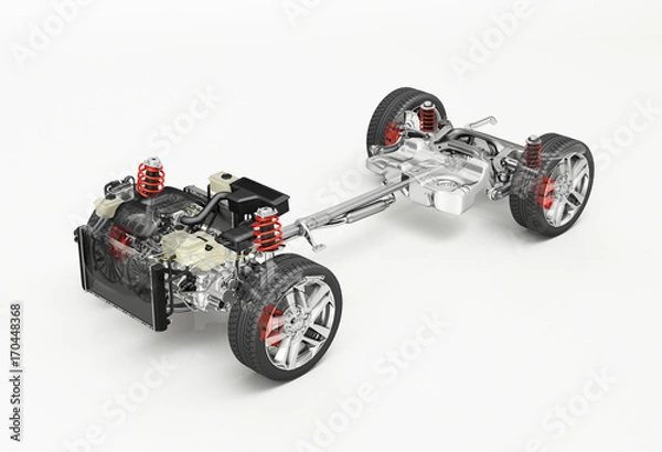 Fototapeta SUV Car Under carriage technical 3 D rendering