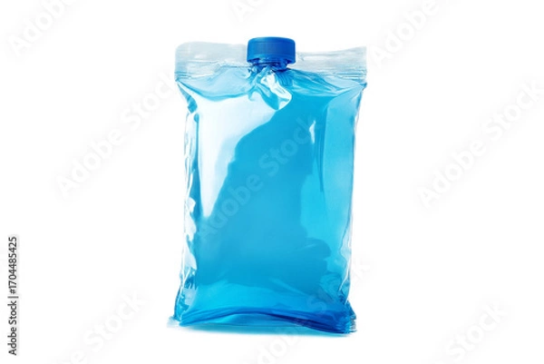 Fototapeta Fresh blue drink in sleek pouch mockup on transparent background