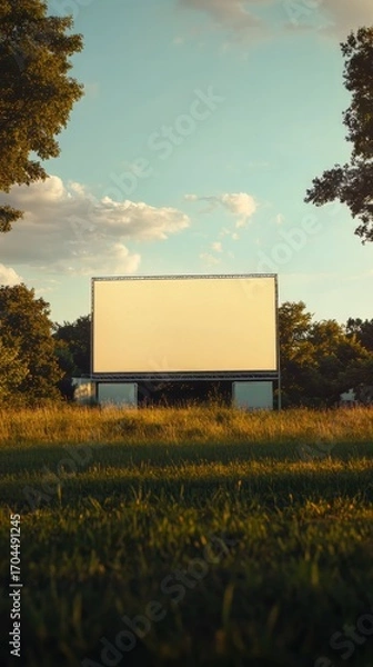 Fototapeta Large blank outdoor screen ready for content insertion. Perfect for showing movies or presentations in nature.