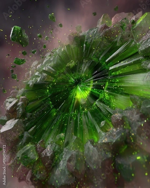 Fototapeta Abstract Emerald Crystal Explosion