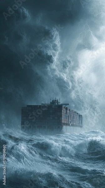 Fototapeta Stormy Ocean With Isolated Structure