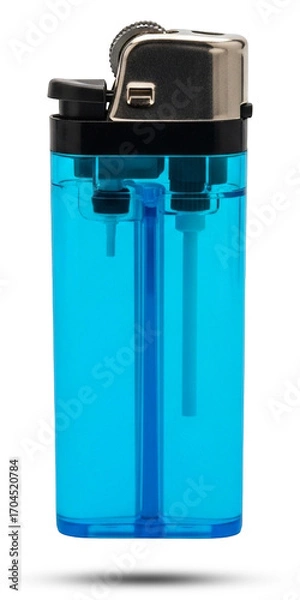 Fototapeta Transparent Blue Lighter Smoking Tool Flame Starter Pocket Size Ignition Cigarette Accessories on transparent background