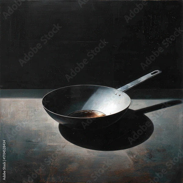 Fototapeta Wok with Liquid and Shadow