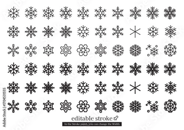 Obraz 雪の結晶アイコンセット (編集可能なストローク)