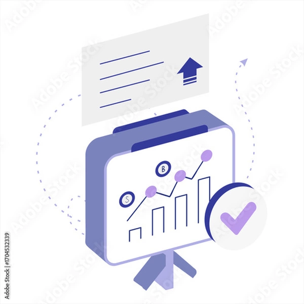 Obraz Semi 3D Performance Analytics Icon for Startup Dashboards