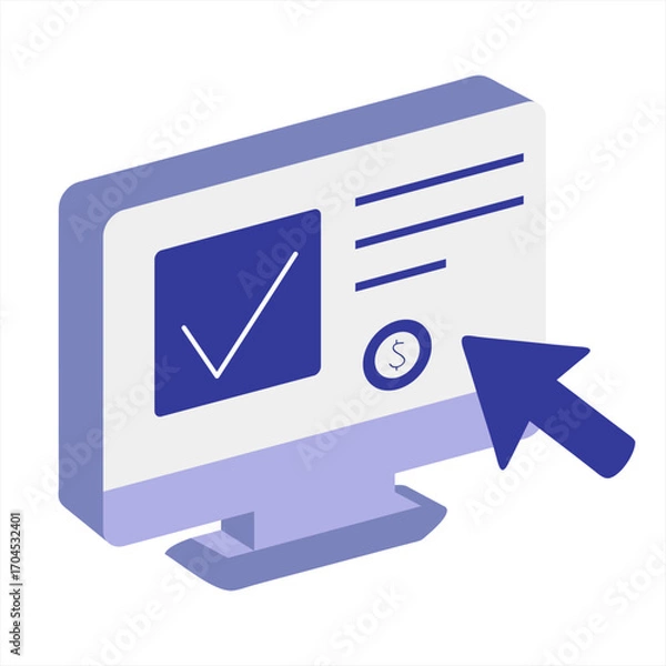 Obraz Semi 3D Online Approval Icon for Web Dashboard UI