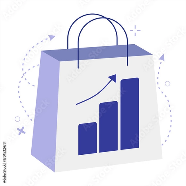 Obraz Semi 3D Business Growth Icon for E-Commerce and Startup Apps
