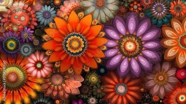 Fototapeta Colorful flower pattern abstract floral design