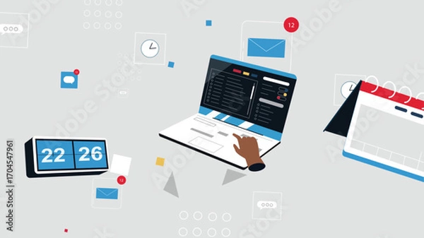 Fototapeta Website Development and Digital Construction Vector Design