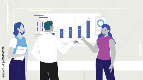 Fototapeta Business Team Analyzing Growth Chart Data Together