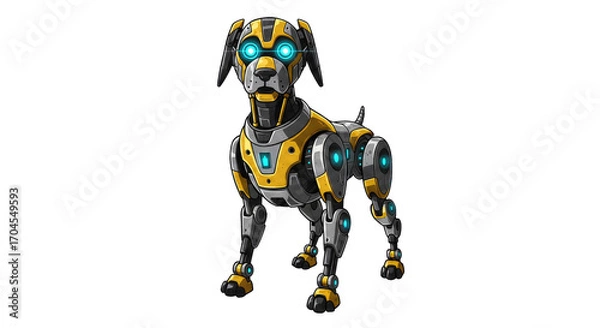 Fototapeta Pixel Art Robotic Dalmatian Dog on Black Background: Futuristic Canine Design for Digital Projects