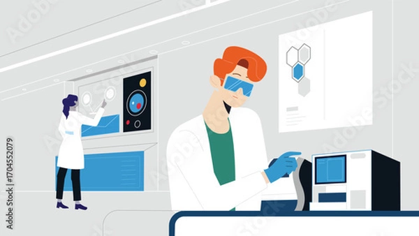 Fototapeta Scientists Conducting Research in Modern Laboratory