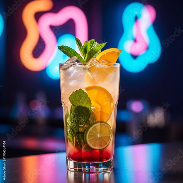 Obraz cocktail with lime and ice