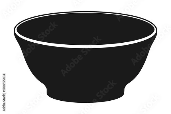 Obraz An empty round bowl for serving food in black silhouette vector