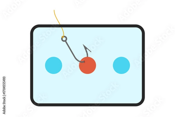 Obraz A digital device with a fishing hook for clickbait or phishing scam concept vector
