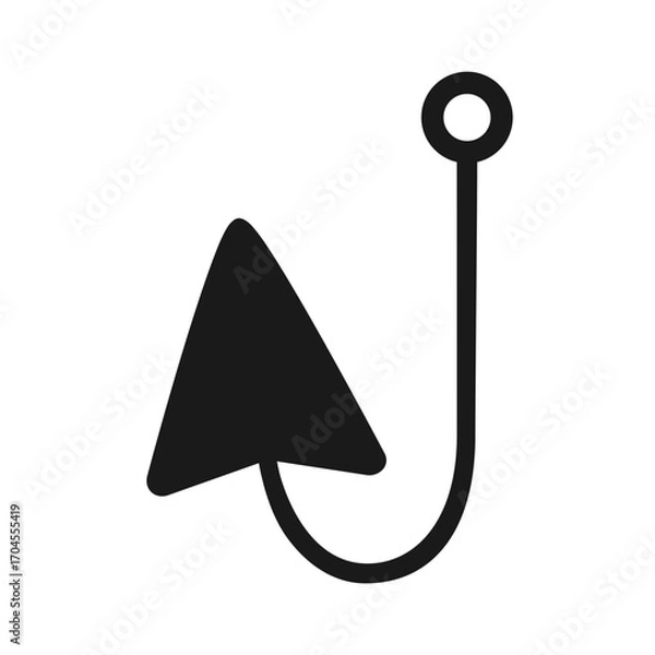 Obraz Black mouse cursor on a fishing hook for clickbait or phishing concept vector