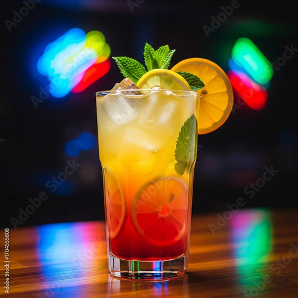 Obraz cocktail with lime and ice