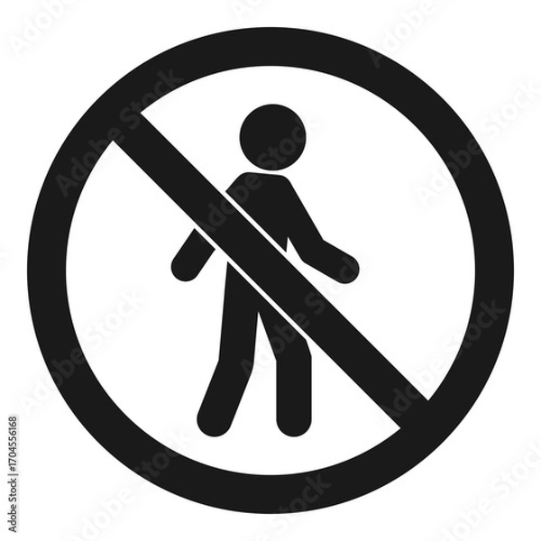 Obraz No entry or authorised personnel only sign with generic stick person and prohibited symbol black vector