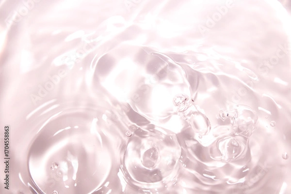 Fototapeta Soft Pink Water Ripple with Gentle Bubbles Under Bright Light
