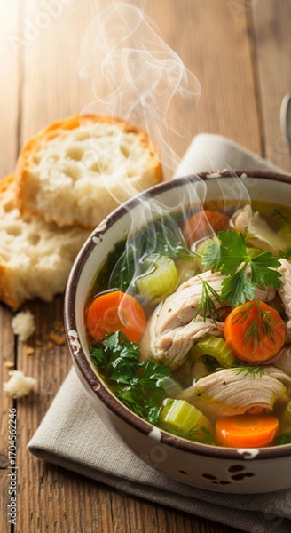 Obraz chicken soup with vegetables