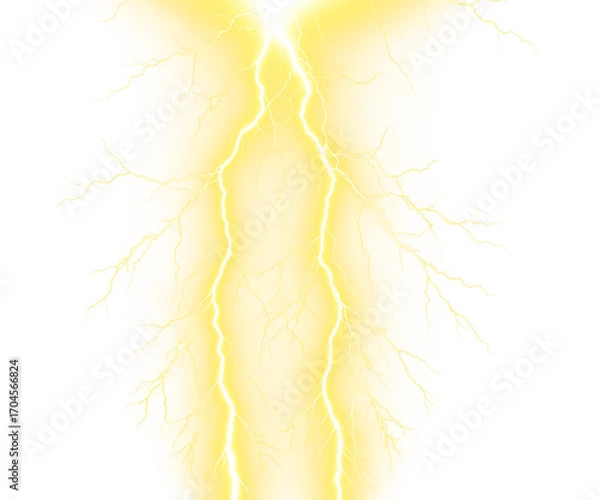 Fototapeta Intense Yellow Lightning Strike Illuminating 