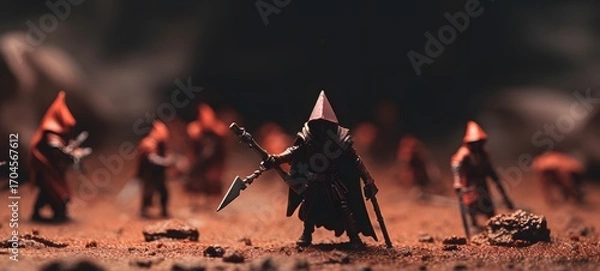 Fototapeta Tiny figures from life grim reaper ifrit,generative AI