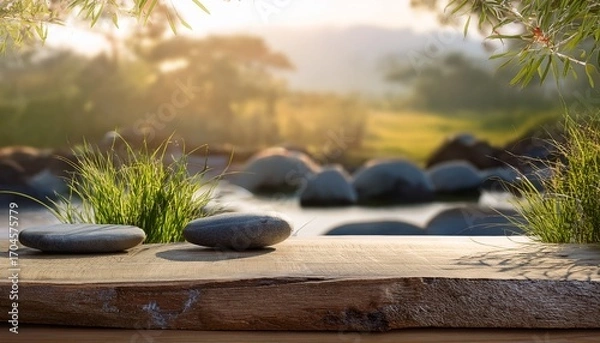 Fototapeta A Serene Setting With Elements Of Relaxation And Nature