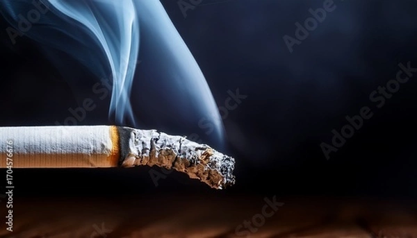 Fototapeta A Close Up Of A Burning Cigarette Producing Swirling Smoke Encapsulating Moments Of Reflection And Calm While Evoking Deeper Conversations About Life And Choices