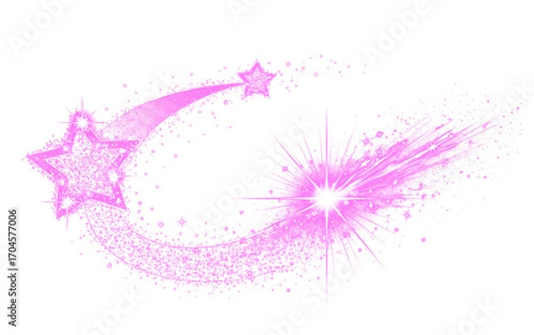 Fototapeta Sparkling Pink Shooting Stars Trail Effect Abstract Digital Art Isolated on a transparent background