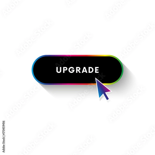 Fototapeta Button with long shadow. Upgrade. Spectrum gradient. Dark style. Vector illustration.