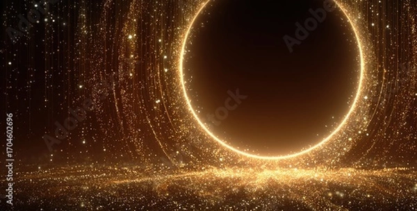 Fototapeta  A golden circle， Great for fantasy scenes, luxury branding, or adding a magical touch to digital art and event backdrops.
