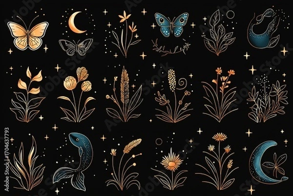 Fototapeta Botanical celestial illustrations