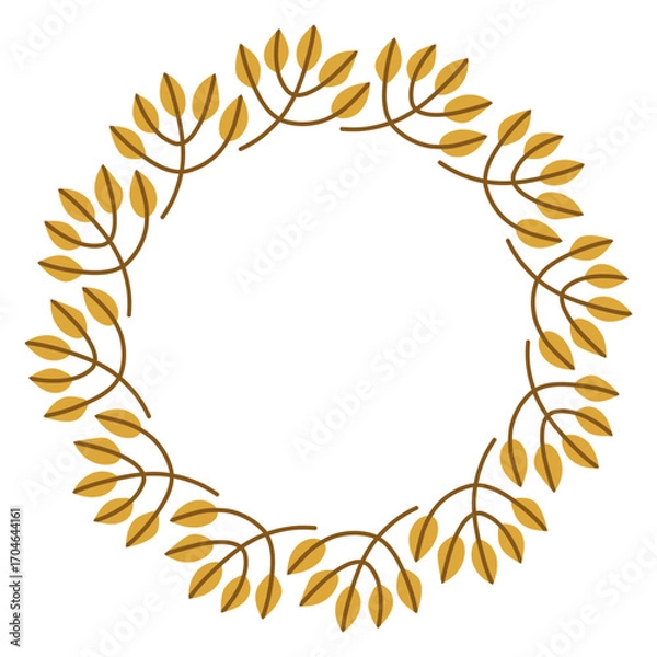 Fototapeta Autumn leaves circle frame. Round border made of fall leaves. The leaves are arranged in a circle. Vector flat isolated on white background.