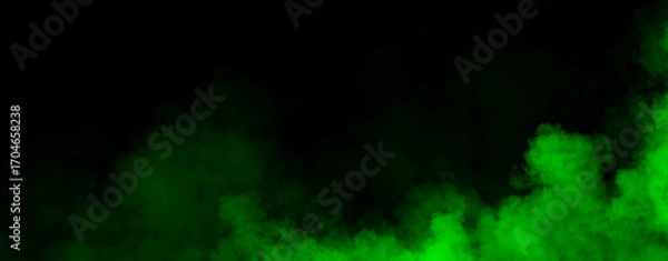 Fototapeta Panoramic view fire smoke, fog on isolated black background, creating a mysterious and backdrop, creating a dreamy, atmospheric effect for artistic