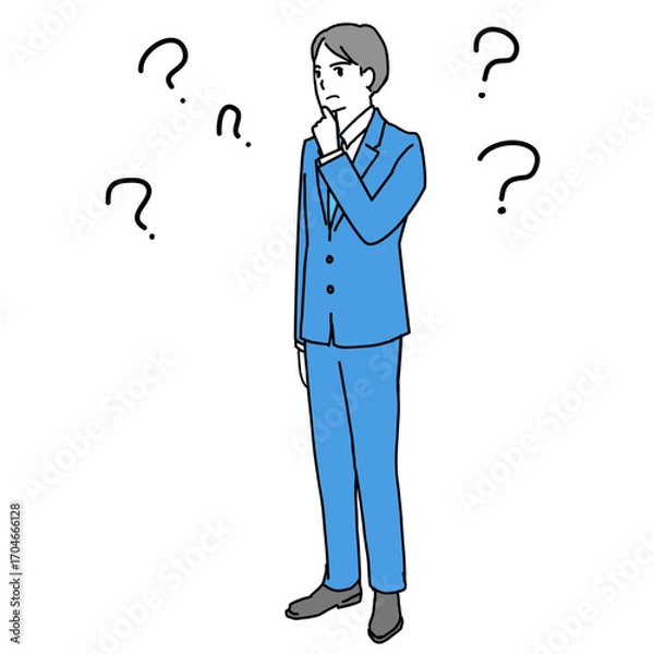 Obraz Illustration of a young businessman with a questioning look