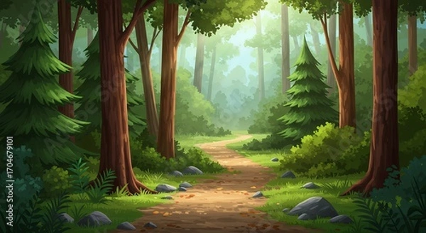 Obraz Forest path sunlight