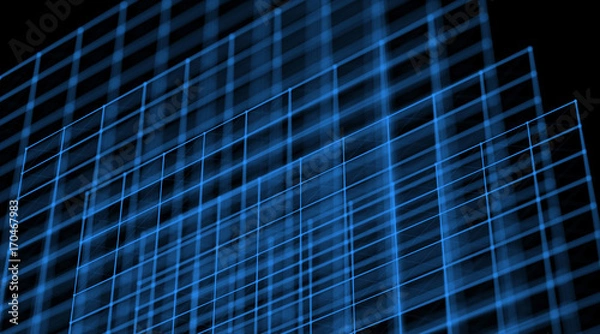 Obraz Abstract modern blue geometry surfaces, lines and points background, Used as digital wallpaper and technology background. 3d rendering