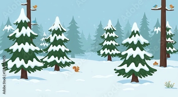 Obraz Snowy forest winter scene