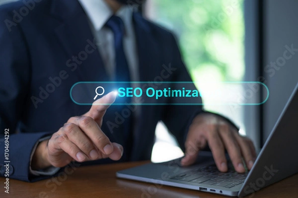 Fototapeta Business SEO strategy accelerates digital transformation with AI tools, data-driven insights, and sustainable growth opportunities in modern markets