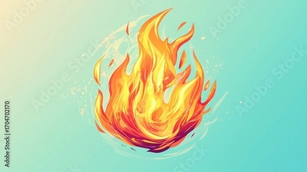 Obraz Abstract illustration of fire flames against a pastel background.  Possible use for  poster, book cover, etc.