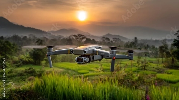 Obraz helicopter at sunset