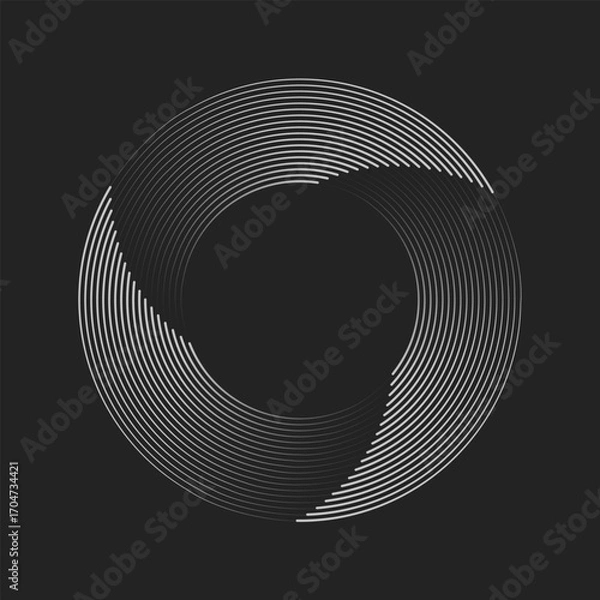 Fototapeta Abstract black and white vector illustration radial stripe gradient turning rays pattern