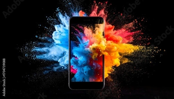 Obraz Smartphone with vibrant color explosion