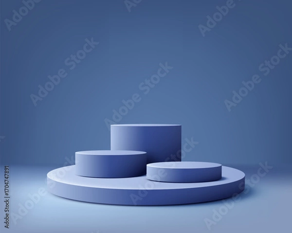 Fototapeta product display mockup scene with modern blue platforms and minimalist showroom background for branding presentation and marketing design showcase