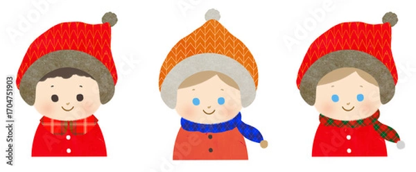 Fototapeta 冬服の子ども達